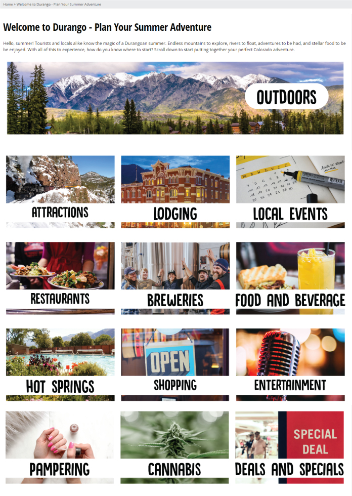 Summer Tourism Custom Directory Page